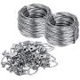 Favourde Picture Hanging Kit D-Ring Picture Hangers 25-Pieces Heavy Duty with Screws, 200 Feet Picture Hanging Wire, Supports up to 30 lbs