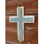 Vintage look CROSS weathered wood sign burlap hanger.ASK 4 CUSTOM.vintage antique look FREE SHIP