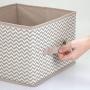 mDesign Soft Fabric Closet Storage Organizer Holder Cube Bin Box, Open Top, Front Handle for Closet, Bedroom, Bathroom, Entryway, Office - Chevron Print, 10 Pack - Taupe/Natural