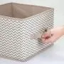 mDesign Soft Fabric Closet Storage Organizer Holder Cube Bin Box, Open Top, Front Handle for Closet, Bedroom, Bathroom, Entryway, Office - Chevron Print, 10 Pack - Taupe/Natural mDesign Soft Fabric Closet Storage Organizer Holder Cube Bin Box, Open Top, Front Handle for Closet, Bedroom, Bathroom, Entryway, Office - Chevron Print, 10 Pack - Taupe/Natural