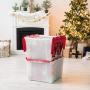 IRIS USA, Inc. WL-60 Holiday Ornament Storage Box, 2 Pack, Pearl/Red