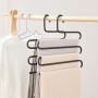 HJYPYJ Magic Hanger,Household Layered Storage Folding Hanger,Non-Slip Iron Trouser Hangers,Applicable Pants,Scarves,Ties Vertical Storage/Black / 5 pcs