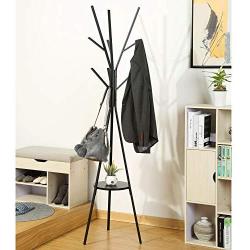 Homebi Coat Rack Hat Stand Free Standing Display Hall Tree Metal Hat Hanger Garment Storage Holder with 9 Hooks for Clothes Hats and Scarves in Black,17.72" Wx17.72 Dx70.87 H