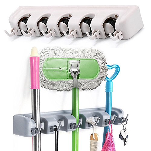 Wall Mount Magic Mop and Broom Holder Plastic Hanger Brush Cleaning Tool