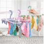 Folding Travel Clip & Drip Hanger, Portable Plastic Clothes Underwear Socks Laundry Drying Hanger Rack With 12 Clips For Home Or Outdoor (Light Green)