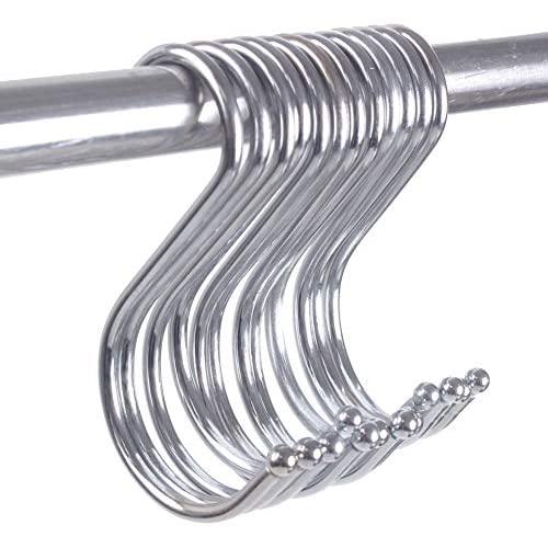 Z ZICOME Stainless Steel Silver S Hooks for Hanging, 12 Pack