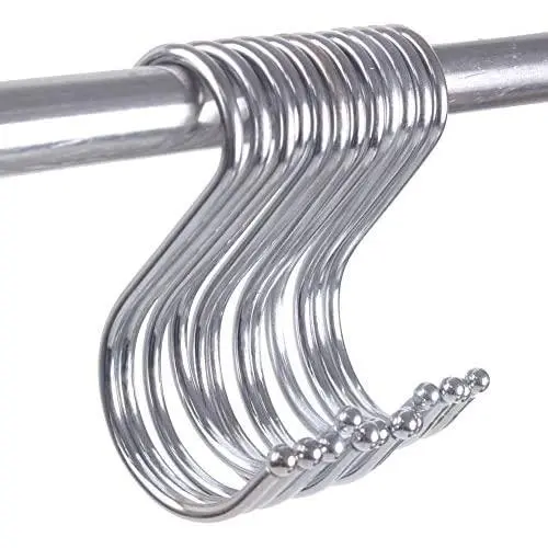 Z ZICOME Stainless Steel Silver S Hooks for Hanging, 12 Pack Z ZICOME Stainless Steel Silver S Hooks for Hanging, 12 Pack