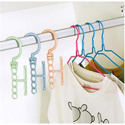 10pcs Random Color Coat Hangers for Clothes Creative Rotating Handle 5-Hole Windproof Hanger Baby Kids Wardrobe Decoration