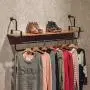 Yuany Vintage Hose Hook Coat Rack Solid Wood Art Wall Rack Combination Single Pole Clothes Shoes Hangers Solid and Durable Living/Bedroom/Study/Bar Shelf Accessories (Size : 125cm)