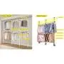 PRINCE HANGER PHUS-0072, 1-Touch Triple 2-Tier Adjustable, Heavy Duty 38mm-Diameter Vertical Pole Clothing Rack, White