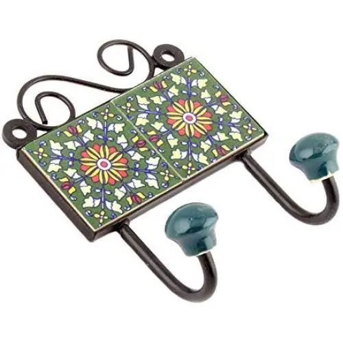 Indianshelf Handmade 1 Artistic Vintage Green Ceramic Flower Clothes Hooks Hangers/Key Hooks for Purse Indianshelf Handmade 1 Artistic Vintage Green Ceramic Flower Clothes Hooks Hangers/Key Hooks for Purse