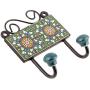 Indianshelf Handmade 1 Artistic Vintage Green Ceramic Flower Clothes Hooks Hangers/Key Hooks for Purse