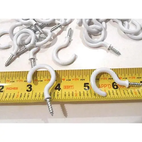 25 Pcs Utility 1-1/4" inch Steel Screw Mount Cup Hooks Plant Hanger with Coating