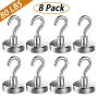 Youngneer 80LB Magnetic Hooks Heavy Duty for Hanging BBQ Grill Utensils Tools Coat Wreaths Dia.32mm Outdoor Strong Neodymium Rare Earth Magnets Hook Hangers for Refrigerator Locker Cruise Cabins