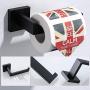 TNOMS Bathroom Hardware Set-3 Piece SUS 304 Stainless Steel Toilet Paper Holder Hand Towel Holder Robe Hook Wall Mount, Black Finish, HRQ7010BK