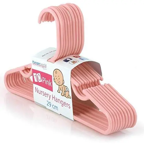 HANGERWORLD 20 Pink 11.4inch Plastic Kids Coat Clothes Garment Pants Skirt Bar Baby Toddler Hangers HANGERWORLD 20 Pink 11.4inch Plastic Kids Coat Clothes Garment Pants Skirt Bar Baby Toddler Hangers