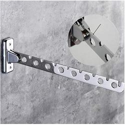 8 Holes Wall Mounted Hanger Hook Stainless Steel Clothes Hanger Rack Wardrobe Cloakroom Folding Rack for Shirts, Pants,2pcs