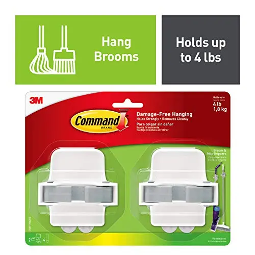 Command Broom & Mop Grippers, Holds up to 4 lbs (17007-HW2ES) Command Broom & Mop Grippers, Holds up to 4 lbs (17007-HW2ES)