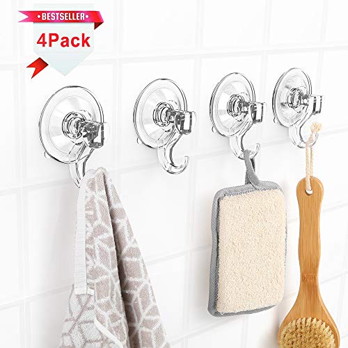 Suction Hooks LUXEAR Vacuum Suction Cup Hook 4 Pack New Design Towel Hooks for Bathroom Kitchen Hook Hangers for Home Removable Wall Vacuum Hook Holder for Smooth Tile Glass and Mirror Suction Hooks LUXEAR Vacuum Suction Cup Hook 4 Pack New Design Towel Hooks for Bathroom Kitchen Hook Hangers for Home Removable Wall Vacuum Hook Holder for Smooth Tile Glass and Mirror