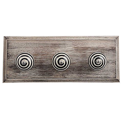 Indianshelf Handmade 1 Artistic Vintage Cream Wooden Strip Coat Hooks Hangers/Hooks for Hanging