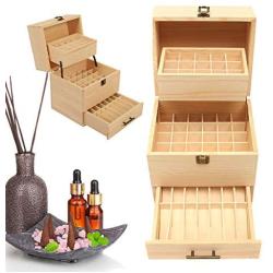 VolksRose Essential Oil Box, Wooden Multi-Tray Storage Organizer Holds 59 Bottles, 3 Tier Design #ob04