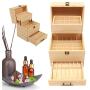 VolksRose Essential Oil Box, Wooden Multi-Tray Storage Organizer Holds 59 Bottles, 3 Tier Design #ob04