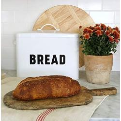 Metal Bread Boxes - Countertop Space-Saving, Extra Large, High Capacity Bread Storage Bin for your Kitchen - Holds 2+ Loaves - White with Bold BREAD Lettering