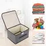 DIMJ Storage Bins 3 Pack Storage Boxes with Lids with Handle Large Fabric Storage Bin Collapsible Storage Cubes for Toy, Books, Closet, Bedroom, Home (Grey)