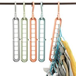 SICKALY Space Saving Hangers,Multi-Functional Hangers,Storage Home Hangers,Folding Clothes (5 Packs, Random Colors)