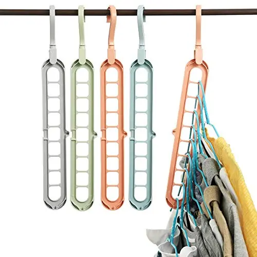 SICKALY Space Saving Hangers,Multi-Functional Hangers,Storage Home Hangers,Folding Clothes (5 Packs, Random Colors)