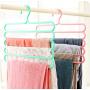 5pcs Random Color 5 Layers Multifunctional Clothes Hangers Pants, Trousers Storage Hangers, Cloth Rack Multilayer Storage Cloth Hanger