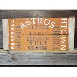 Vintage look HOUSTON ASTROS Altuve Springer Correra Yuli Toro Bregman Verlander Baseball H-Town jute hanger antique style primitive style. weathered wood sign