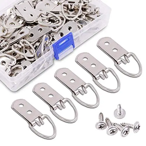 Rustark 60-Pcs Heavy Duty D Ring Picture Hangers Double Hole with Screws for Home Decoration Picture Hanging Solutions. Rustark 60-Pcs Heavy Duty D Ring Picture Hangers Double Hole with Screws for Home Decoration Picture Hanging Solutions.