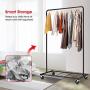 Simple Trending Clothes Garment Rack, Clothing Rolling Rack with Mesh Storage Shelf on Wheels, Bronze