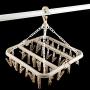 Qiterr Folding Clothes Hanger,Underwear Drying Rack Foldable Rotating Plastic Windproof Multi-Function Drying Rack Non-Slip Clothes Hook(Beige)