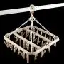 Qiterr Folding Clothes Hanger,Underwear Drying Rack Foldable Rotating Plastic Windproof Multi-Function Drying Rack Non-Slip Clothes Hook(Beige)