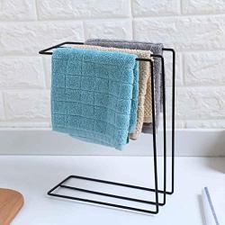 Dishcloth Rag Drying Rack Hand Towel Washcloth Holder Stand BCDshop Kitchen Countertop Desktop Metal Dish Cloth Hanger (Black)