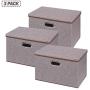 Large Foldable Storage Boxes with Lids [3Pack17.7x11.8x11.8], Fabric Storage Cube Organizer Cloth Containers Linen Bins Baskets for Closet Clothes Clothing Kids Room Nursery Toys Baby Products Bed Room