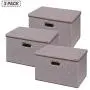 Large Foldable Storage Boxes with Lids [3Pack17.7x11.8x11.8], Fabric Storage Cube Organizer Cloth Containers Linen Bins Baskets for Closet Clothes Clothing Kids Room Nursery Toys Baby Products Bed Room