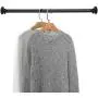 MyGift Matte Black Wall Mounted Metal Corner Clothing Hanging Bar, Garment Rack
