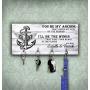 Wood Wall Key Hanger with 4 Hooks, Decorative Family Key Ring Holder, 5 x 11 inches size