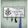 Wood Wall Key Hanger with 4 Hooks, Decorative Family Key Ring Holder, 5 x 11 inches size