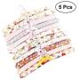 KIPB 5pcs Flower Cloth Non-Slip Wood Hangers Pastoral Cloth Hanger Non-Slip Clothes Hangers Drying Rack for Clothes Mixed Color