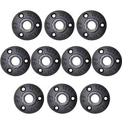 TLBTEK 10 Pack 1/2" Malleable Metal Cast Iron Pipe Floor Flange,DIY Vintage Industrial Steel Grey Threaded Retro Decor Pipe Fitting for Standard Half Inch Threaded Black Pipes and Fittings