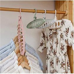 10pcs Random Color Nine-Hole Rotating Magic Hanger Multi-Function Folding Magic Hanger Wardrobe Organizer cabide Drying Clothes Hangers for Clothes