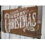 Vintage look MERRY CHRISTMAS Chalk Couture style old time font jute hanger antique style primitive style. weathered wood sign