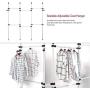 ROBTLE Adjustable Closet Rod with 6 Rail, Freestanding Clothing Garment Rack Organizer System Laundry Clothes Drying Rack Adjustable DIY Clothes Wardrobe 8.1-10.5feet