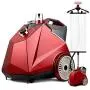 Dual Nuclear Stove Steamer for Clothes, 3.8 Liters 70 Minutes Continuous, 4 Steam Adjustment, with Chrome Hook/Hanger/Anti-scalding, 3.8 Liters, Red