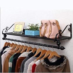 coat rack Wrought iron coat rack wall mounted wall coat hanger black coat rack clothes display rack (Size : 60cm)