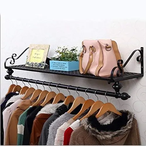 coat rack Wrought iron coat rack wall mounted wall coat hanger black coat rack clothes display rack (Size : 60cm) coat rack Wrought iron coat rack wall mounted wall coat hanger black coat rack clothes display rack (Size : 60cm)